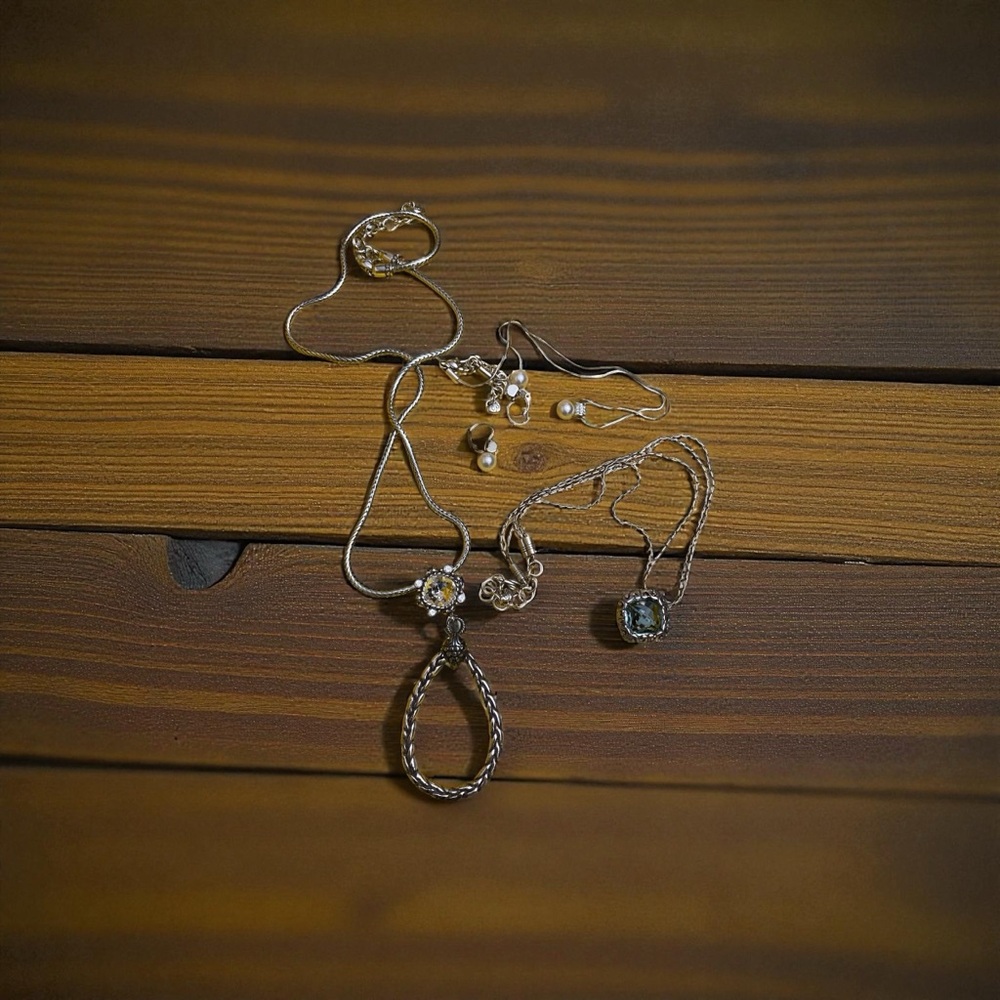 Brighton Silver and Pearl Necklace Set